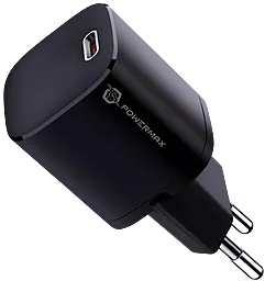 Мережевий зарядний пристрій з швидкою зарядкою Powermax 33W PD/QC PrimeGAN charger black (PM-1C33PG)