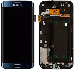 Дисплей Samsung Galaxy S6 Edge G925 с тачскрином и рамкой, сервисный оригинал, Black Sapphire