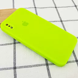 Чехол Silicone Case Full Camera Square для Apple iPhone XS Max  Neon Green - миниатюра 2