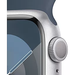 Смарт-часы Apple Watch Series 9 GPS 41mm Silver Aluminium Case with Storm Blue Sport Band - S/M (MR903QP/A) - миниатюра 3