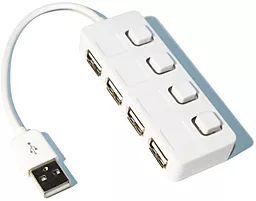 USB хаб Lapara LA-SLED4 USB - 4xUSB 2.0 с выключателями ON/OFF Белый - миниатюра 2