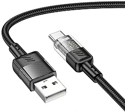 Кабель USB Hoco U129 Spirit transparent 18w 3a 1.2m USB Type-C cable  black - миниатюра 2