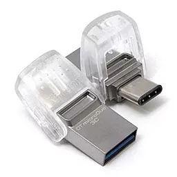 Флешка Kingston DT Micro 64GB USB 3.1+Type-C (DTDUO3C/64GB) Metal Silver - миниатюра 3