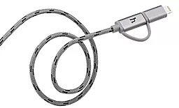 Кабель USB Hoco Metal Knitted Breathy Light Micro USB + Lightning Grey (UPL20) - миниатюра 2