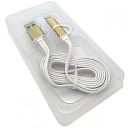 USB Кабель Auzer 2в1 lightning + micro USB Cable White (AC-D1) - мініатюра 3