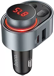 Автомобильное зарядное устройство Hoco E72 Alegria Wireless FM Transmitter USB-C PD30W + USB-A 3.1A Grey - миниатюра 4