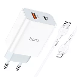 Сетевое зарядное устройство Hoco C97A PD20W QC3.0 3A + USB Type-C to Lightning Cable White