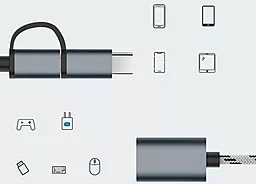 Адаптер-переходник XoKo M-F micro USB/Type-C -> USB-A Grey (AC-150-SPGR) - миниатюра 5
