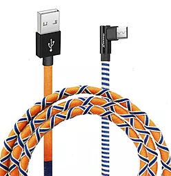 Кабель USB Grand-X L-type micro USB Cable Orange/Blue (FM-08OB)