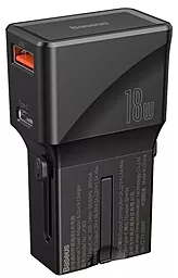 Мережевий зарядний пристрій Baseus Universal (4in1) Conversion Plug PPS USB/Type-C 18W Black