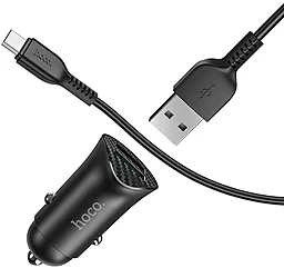 Автомобильное зарядное устройство с быстрой зарядкой Hoco Z39 Farsighted 18W 3.4A + micro USB Cable Black - миниатюра 4