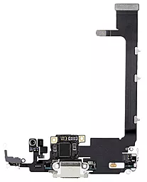 Нижний шлейф Apple iPhone 11 Pro Max с разъемом зарядки и микрофоном Original Silver