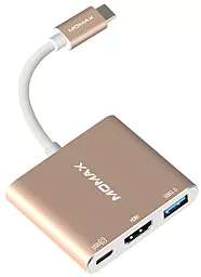 Мультипортовый USB Type-C хаб Momax Elite USB-C -> HDMI/USB 3.0/Type-C Gold (DHC4L)