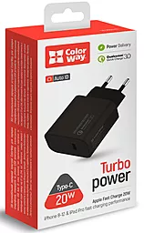 Сетевое зарядное устройство с быстрой зарядкой ColorWay V2 20w PD fast charger black (CW-CHS026PD-BK) - миниатюра 5
