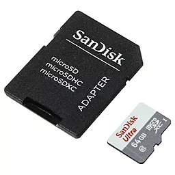Карта памяти SanDisk microSDXC 64GB Ultra Class 10 UHS-I + SD-адаптер (SDSQUNB-064G-GN3MA)