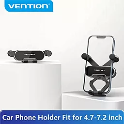Автодержатель Vention One Touch Clamping Car Phone Mount With Suction Cup Black Square Type (KCVB0) - миниатюра 2