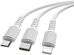 Кабель USB Borofone BX16 Easy 3-in-1 USB to Type-C/Lightning/micro USB сable white - миниатюра 2
