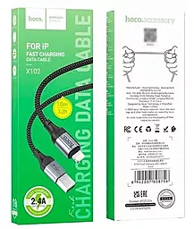 Кабель USB Hoco КX102 Fresh charging 12w 2.4a Lightninhg cable black - миниатюра 7