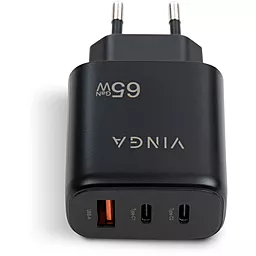 Сетевое зарядное устройство Vinga 65w PD/QC GaN 2xUSB-C/USB-A ports fast charger black (VCPCHCCA65B) - миниатюра 5