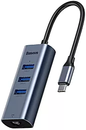 Мультипортовый USB Type-C хаб Baseus Enjoy USB-C 3xUSB Gray (CAHUB-M0G)