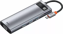 USB Type-C концентратор (хаб) мультипортовий Baseus Metal Gleam Series 9-in-1 Type-C Gray (CAHUB-CU0G)