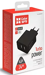 Сетевое зарядное устройство с быстрой зарядкой ColorWay 2USB AUTO ID 20W 4.8A Black (CW-CHS016-BK) - миниатюра 5
