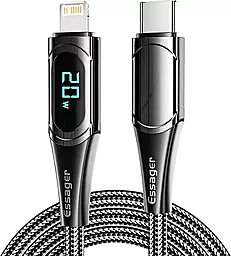 USB PD Кабель Essager LED Digital Display 20W 3a 2M USB Type-C - Lightning cable black (EXCTL-YDA01)