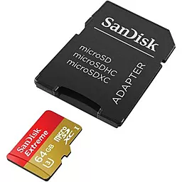 Карта памяти SanDisk microSDXC 64GB Extreme Class 10 UHS-I U3 + SD-адаптер (SDSQXNE-064G-GN6AA) - миниатюра 3