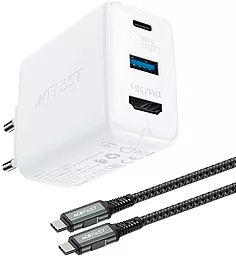 Сетевое зарядное устройство AceFast A17 Multi-Function GaN 65W HUB Charger White