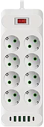 Мережевий фільтр (подовжувач) Voltronic F34U 8 розеток 10A 4xUSB-A-2xUSB-C 2M з вимикачем White