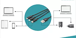 Кабель USB Digitus 10w 2a 3-in-1 USB to micro/Lightning/Type-C cable black (AK-300160-010-S) - миниатюра 6
