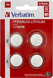 Батарейки Verbatim CR2016 4шт (49531) 3 V