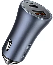 Автомобильное зарядное устройство с быстрой зарядкой Baseus Golden Contactor Pro Dual USB-A/USB-C QC 40w 5A + USB Type-C cable dark gray (TZCCJD-0G) - миниатюра 3