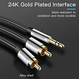Аудио кабель Vention Aux mini Jack 3.5 mm - 2хRCA M/M Cable 1.5 м black (BCFBG) - миниатюра 4