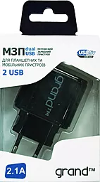 Мережевий зарядний пристрій Grand Dual USB (1A/2A) Black - мініатюра 3