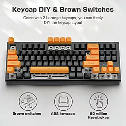 Клавиатура Aula Wind F3032 Mechanical Black + 21 Yellow keys KRGD Brown USB EN/UA (6948391201740) - миниатюра 4