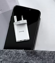 Сетевое зарядное устройство Baseus Compact Charger 2U 10.5W UK White (CCXJ010301) - миниатюра 2