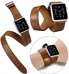 Змінний ремінець для розумного годинника Apple Watch iCarer Classic Genuine Leather Quadri Watch band 38mm Brown - мініатюра 3