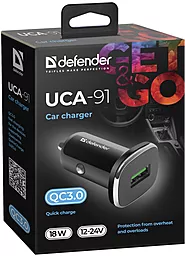 Автомобильное зарядное устройство Defender UCA-91 18W 3А QC3.0 USB-A Black (83830) - миниатюра 4