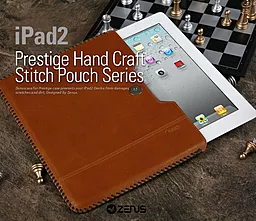 Чехол для планшета Zenus iPad 2 Leather Case 'Prestige' HandCraft Stitch Pouch Series - Camel Brown - миниатюра 3