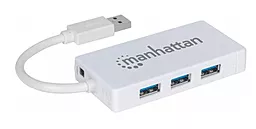 Мультипортовый USB-A хаб Manhattan Pocket Hub 3-port USB3.0 + RJ45 Gigabit Ethernet - миниатюра 2