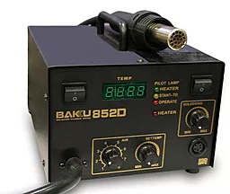 Паяльная станция компрессорная, двухканальная, комбинированная термовоздушная, для бессвинцовой пайки Baku BK852D (Фен, паяльник, 900М) - миниатюра 2