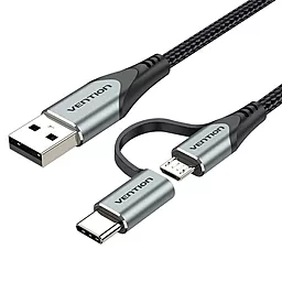 Кабель USB Vention 2-in-1 USB micro USB/Type-C cable black (CQEHF)