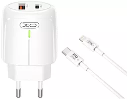 Сетевое зарядное устройство XO L114 20W 3A PD/QC3.0 USB-A-C + Lightning cable White - миниатюра 3