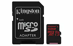 Карта памяти Kingston microSDXC 512GB Canvas React Class 10 UHS-1 U3 V30 A1 + SD-адаптер (SDCR/512GB)