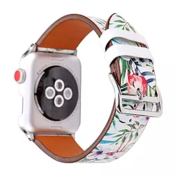 Сменный ремешок для умных часов Leather Series Flower Pattern — Apple Watch 38 mm | 40 mm | 41 mm Flamingos