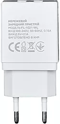 Сетевое зарядное устройство Florence 2xUSB + кабель Lightning White (FL-1021-WL) - миниатюра 2