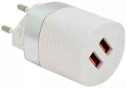 Сетевое зарядное устройство iKaku 2xUSB-A 2.4A AC100-240V White (KSC-181-JUNENG) - миниатюра 2