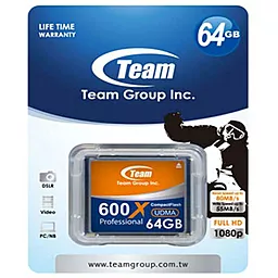 Карта памяти Team Compact Flash 64GB Professional 600X UDMA (TCF64G60001) - миниатюра 2