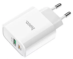 Сетевое зарядное устройство с быстрой зарядкой Hoco C57A 18Вт USB-A-C PD+QC3.0 Speed Charger White - миниатюра 4
